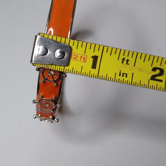 Vintage Orange Enamel Ship Helm Metal Bangle - Picture 14 of 15